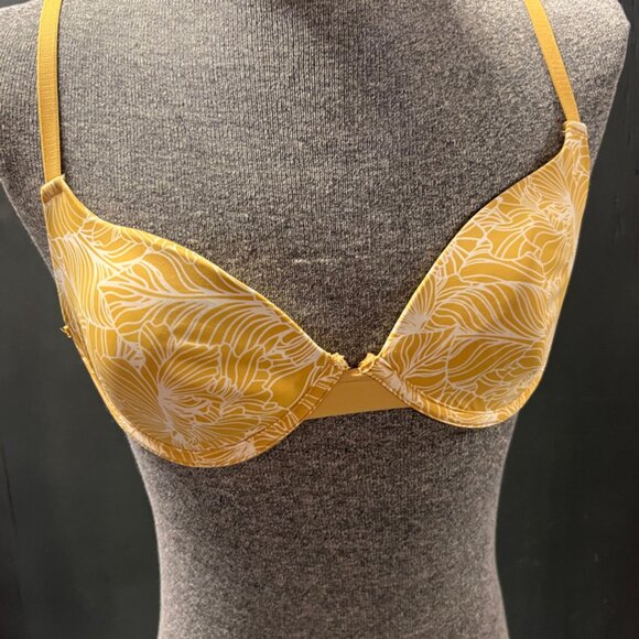 DANSKIN Intimates Women 34B Mustard Floral Underwire Light Padding Mesh Back Bra - Picture 5 of 6